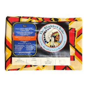 Vintage Sears First Americans Blackfeet Tribe Arrowhead Drapery 48x63 4 Panel